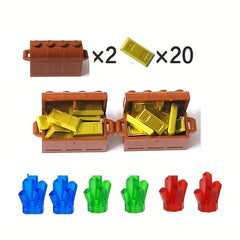 28pcs Building Blocks Set Doll Diamond Brick Toy Treasure Chest Golden Pocket