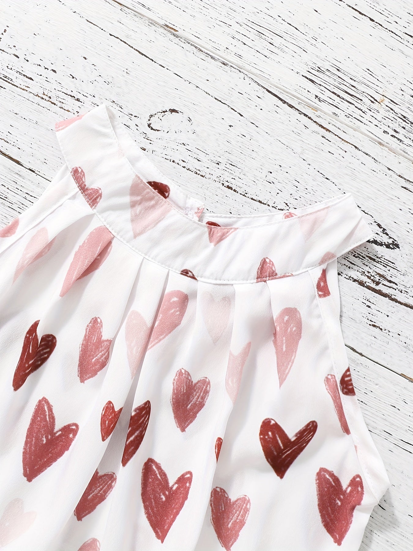 2pcs Toddler Girls Heart Halter Top & Shorts Set Summer Clothes