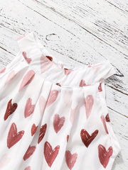 2pcs Toddler Girls Heart Halter Top & Shorts Set Summer Clothes
