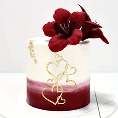 Wedding Anniversary Heart Cake Topper Golden Decorations