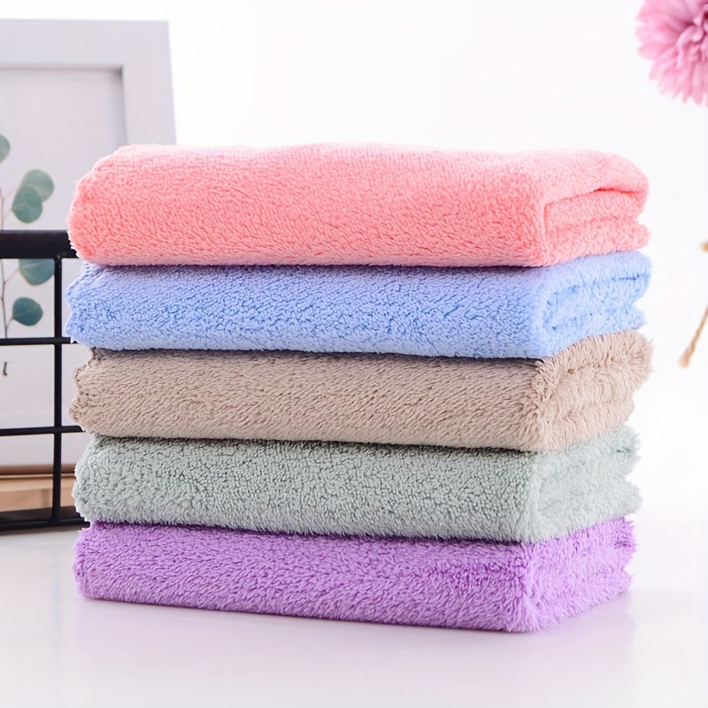 5pcs Coral Velvet Washcloth Small Square Towel Soft Absorbent for Bathroom