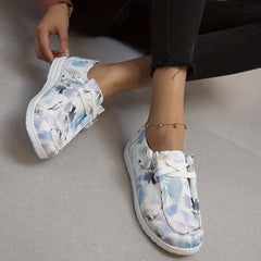 Women's Ink Painting Canvas Shoes Lace Up Lightweight Low Top Shoes