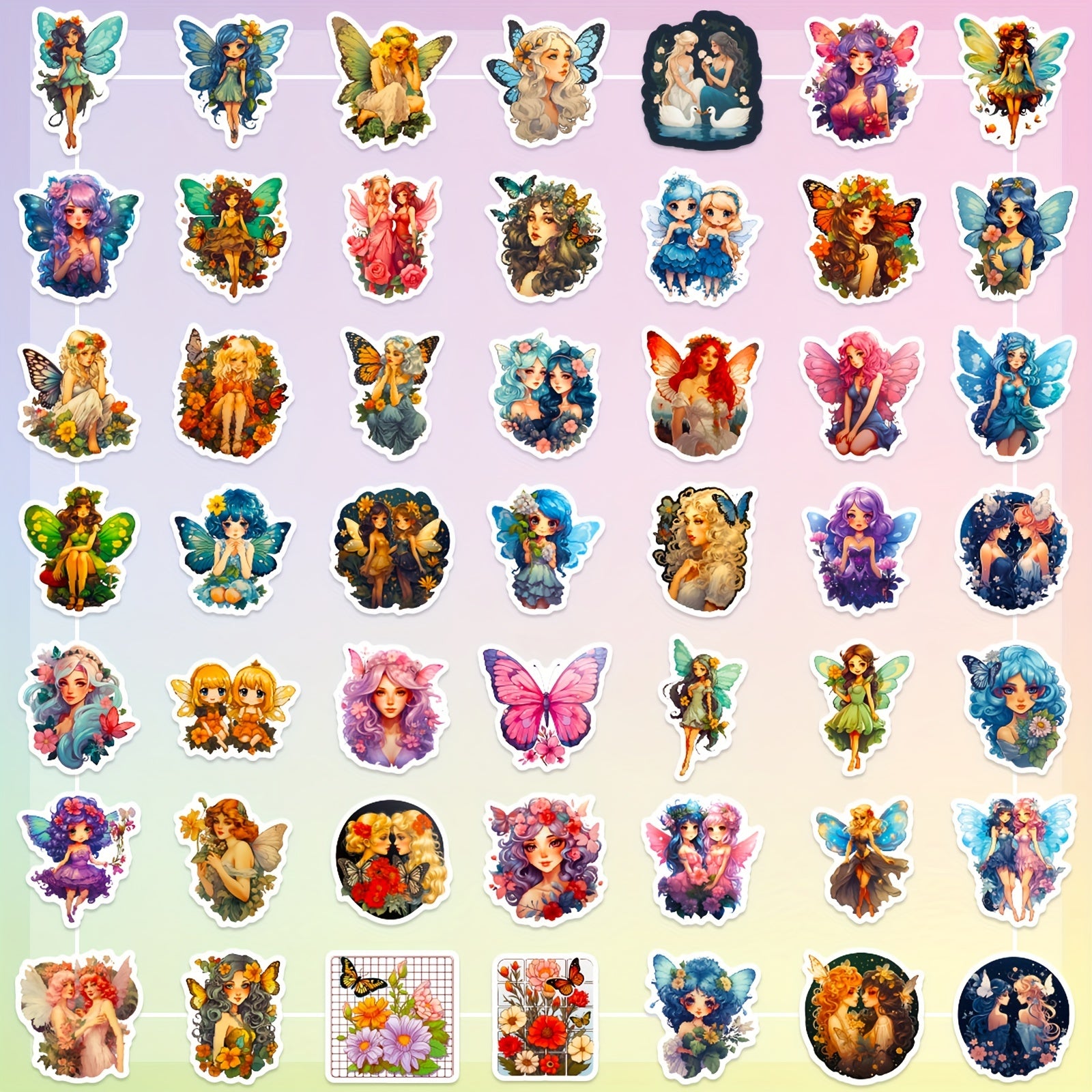50pcs Butterfly Little Fairy Stickers for Journal Decoration