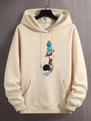 Planets Print Hoodie Men's Casual Graphic Pullover Hoodie