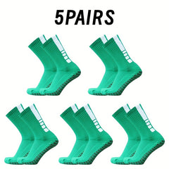 5 Pairs Breathable Anti-slip Football Socks - Men's & Women's