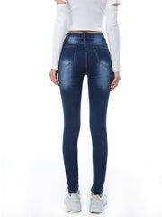High Waist Skinny Jeans Distressed Stretchy Denim Pants