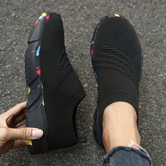 Women's Breathable Slip On Woven Sneakers Lightweight Low Top Trainers