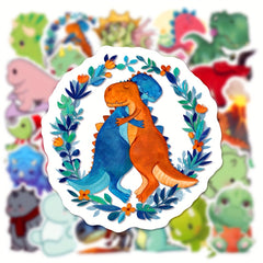 50 Cartoon Dinosaur Series Graffiti Stickers for Various Surfaces