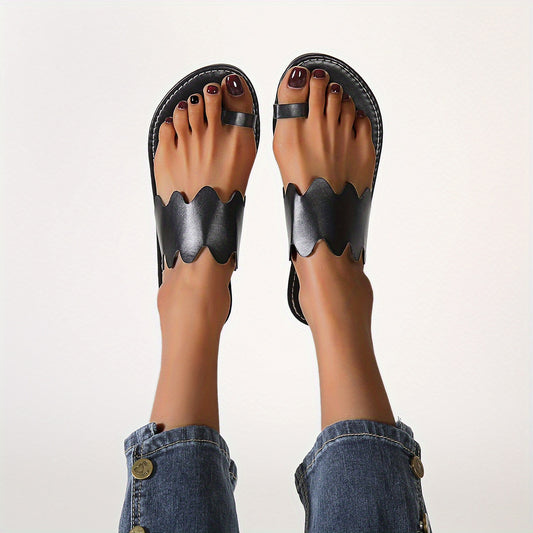 Women's Loop Toe Slide Sandals Lightweight Open Toe Slip On Shoes