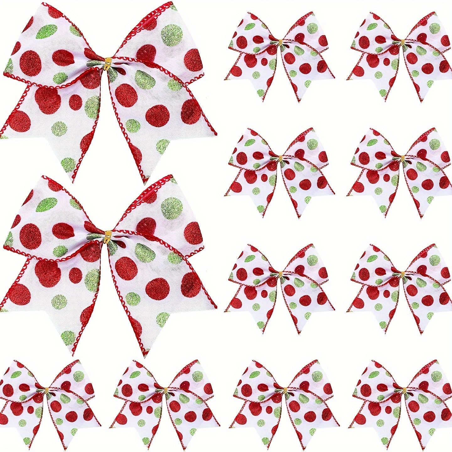 12pcs Red Green Christmas Bows Decoration 15-24cm