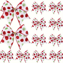 12pcs Red Green Christmas Bows Decoration 15-24cm