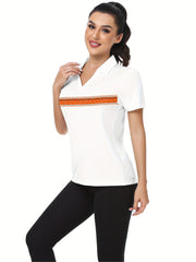 Women's Golf Polo Shirt Moisture Wicking V Neck Tennis Top