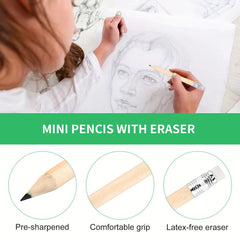 Natural Wood Golf Pencil Half Pencil With Eraser Mini Pencil