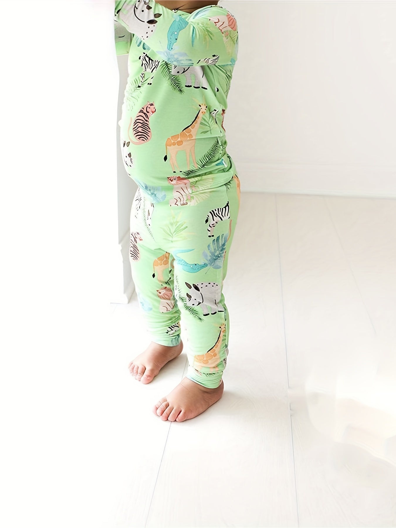 Animal Pattern Kid's Pajamas 2pcs Set Long Sleeve Top & Pants Girl's Loungewear