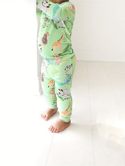 Animal Pattern Kid's Pajamas 2pcs Set Long Sleeve Top & Pants Girl's Loungewear