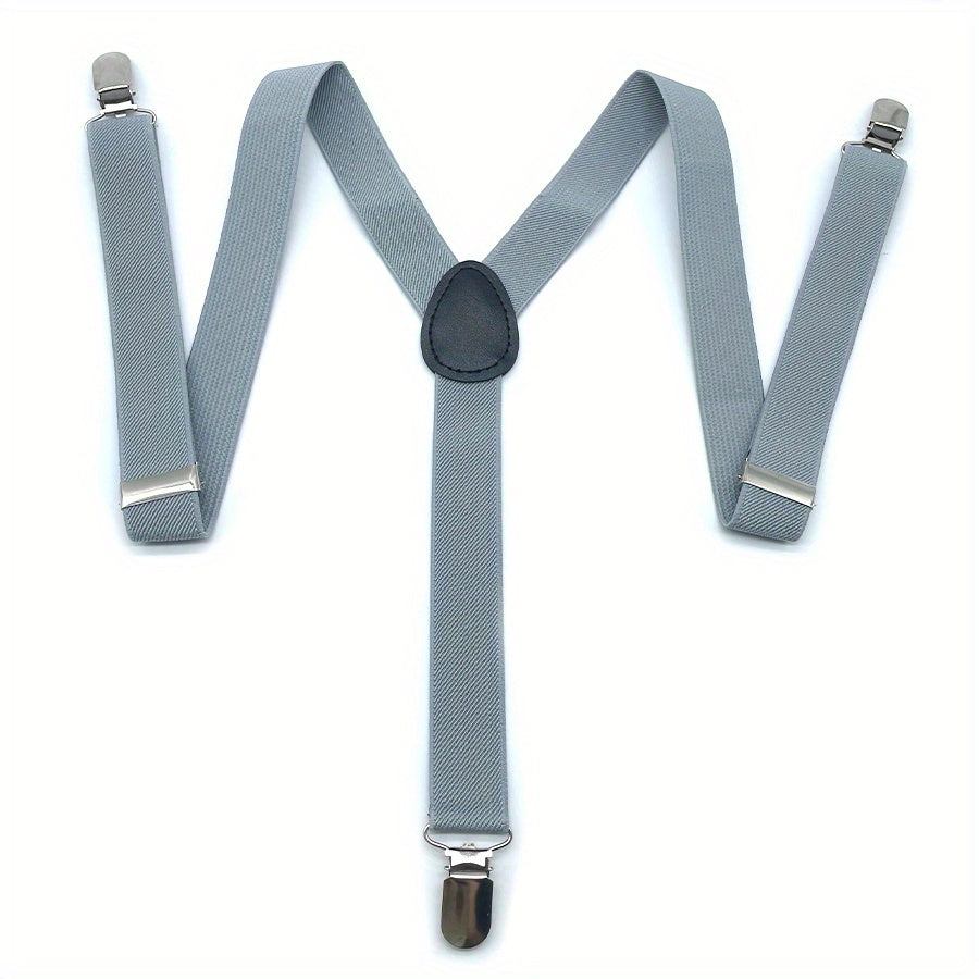 Men's Casual Business Suit Suspenders Elastic Plain Suspenders