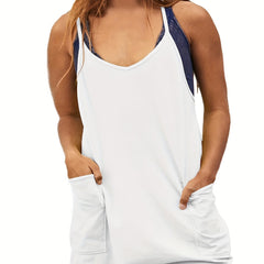 Casual Romper Women's Plain Round Neck Cami Romper