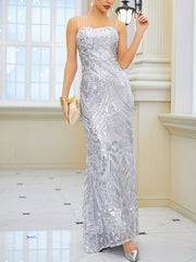 Floral & Geometric Print Mermaid Evening Dress