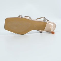 Rhinestone Strap Stiletto Sandals Open Toe Slide Slippers