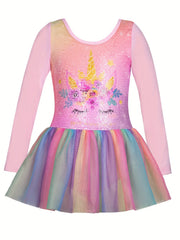 Unicorn Print Rainbow Tutu Ballet Leotard