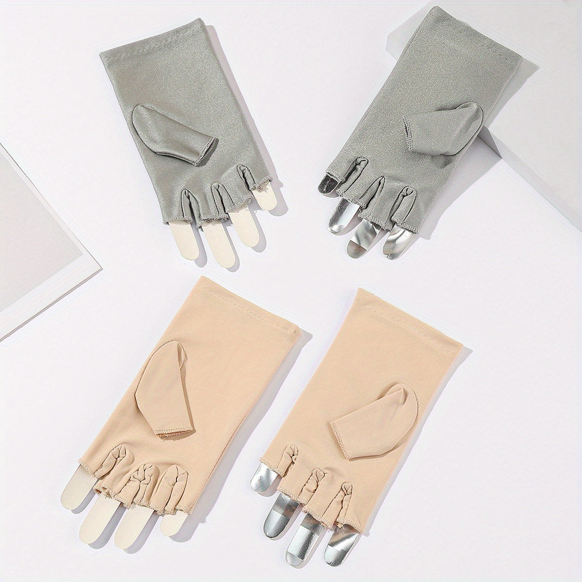 2 Pairs Fingerless Short Gloves Unisex Cycling UV Protection Touch Gl