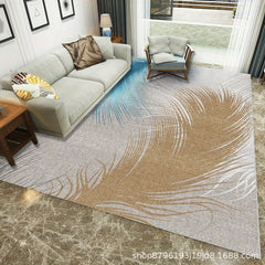 Abstract Leaves Area Rug 25'X7 55' TPR Anti-slip Backing Washable