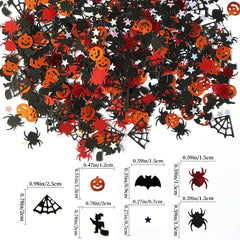15g Halloween Decorations Pack: Spider Sequins, Webs, Ghosts, Pumpkins, Stars