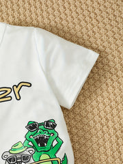 Boys Forever Friends Animal Print T-shirt & Denim Shorts Set for Summer