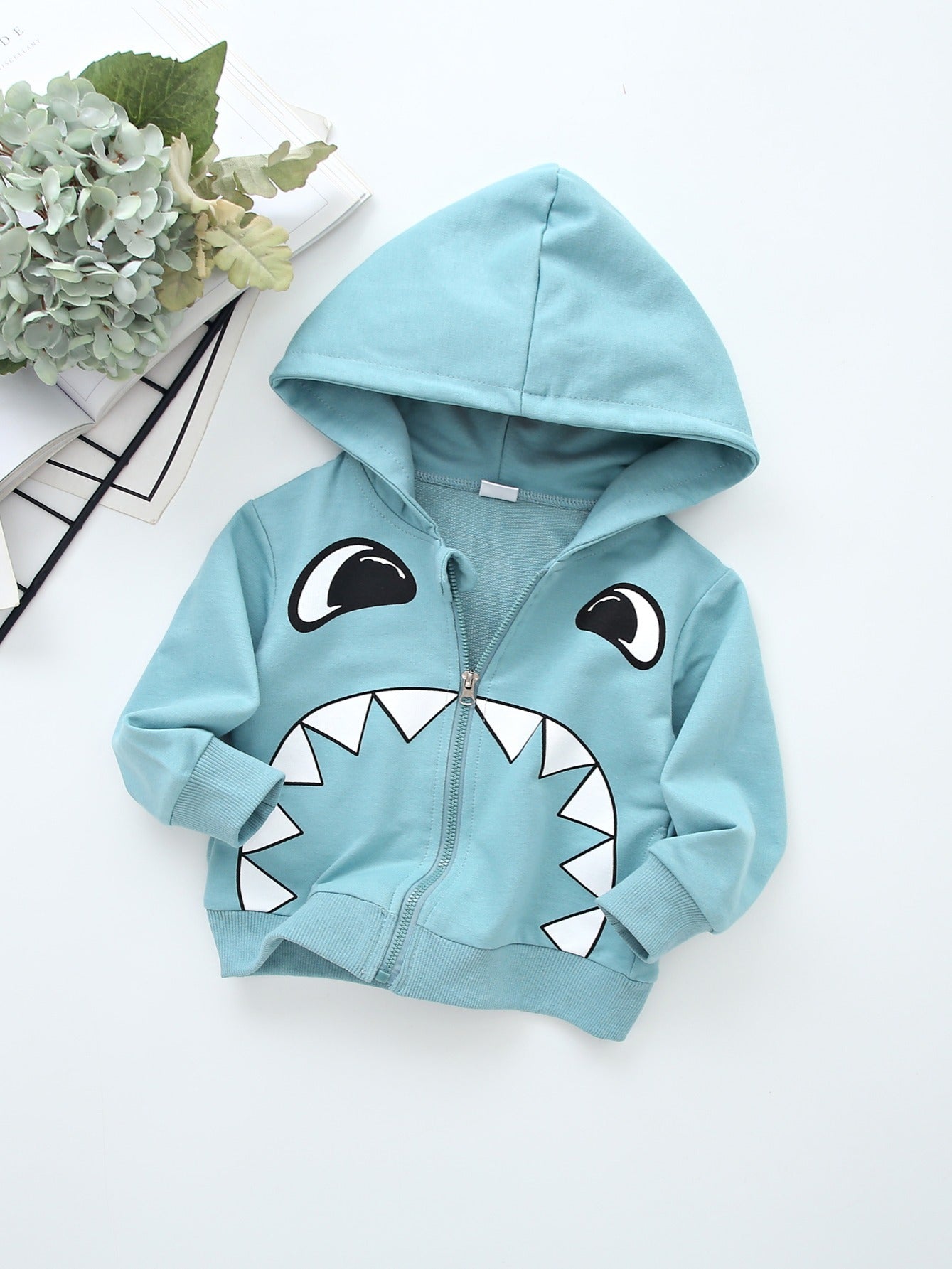 Kids Cartoon Print Zipper Hoodie