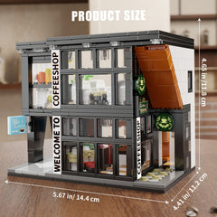 Coffee Shop Model Building Blocks Set with Lights 3D Puzzle City Street Scene