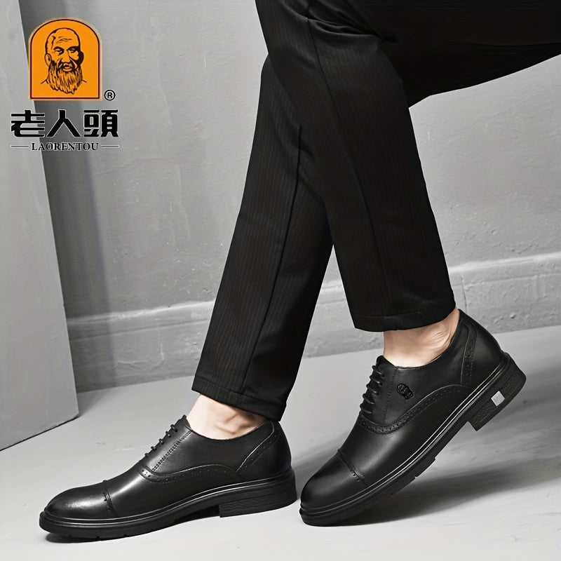 LAORENTOU Men's Leather Oxford Shoes Lightweight Formal Shoes