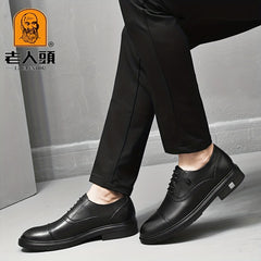 LAORENTOU Men's Leather Oxford Shoes Lightweight Formal Shoes