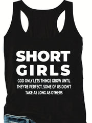 Casual Tank Top Women's Plus Letter Print Racer Back Medium Stretch