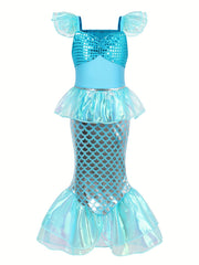 Mermaid Princess Dress With Accessories Set - Fairy Tale Cosplay Costume