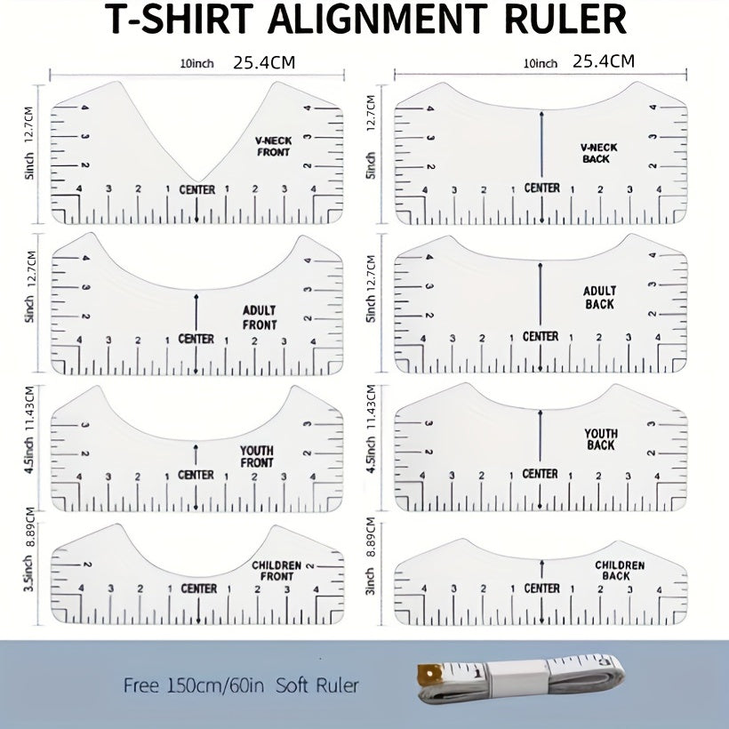 Tshirt Ruler Guide For Vinyl Alignment HTV Sublimation Heat Press Tool