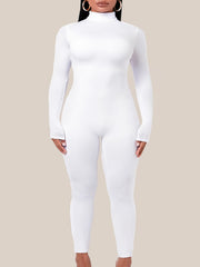Skinny Turtle Neck Jumpsuit Long Sleeve Stretchy Jumpsuit for Women