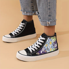 Girls' High Top Floral Skate Shoes Comfy Casual Sneakers