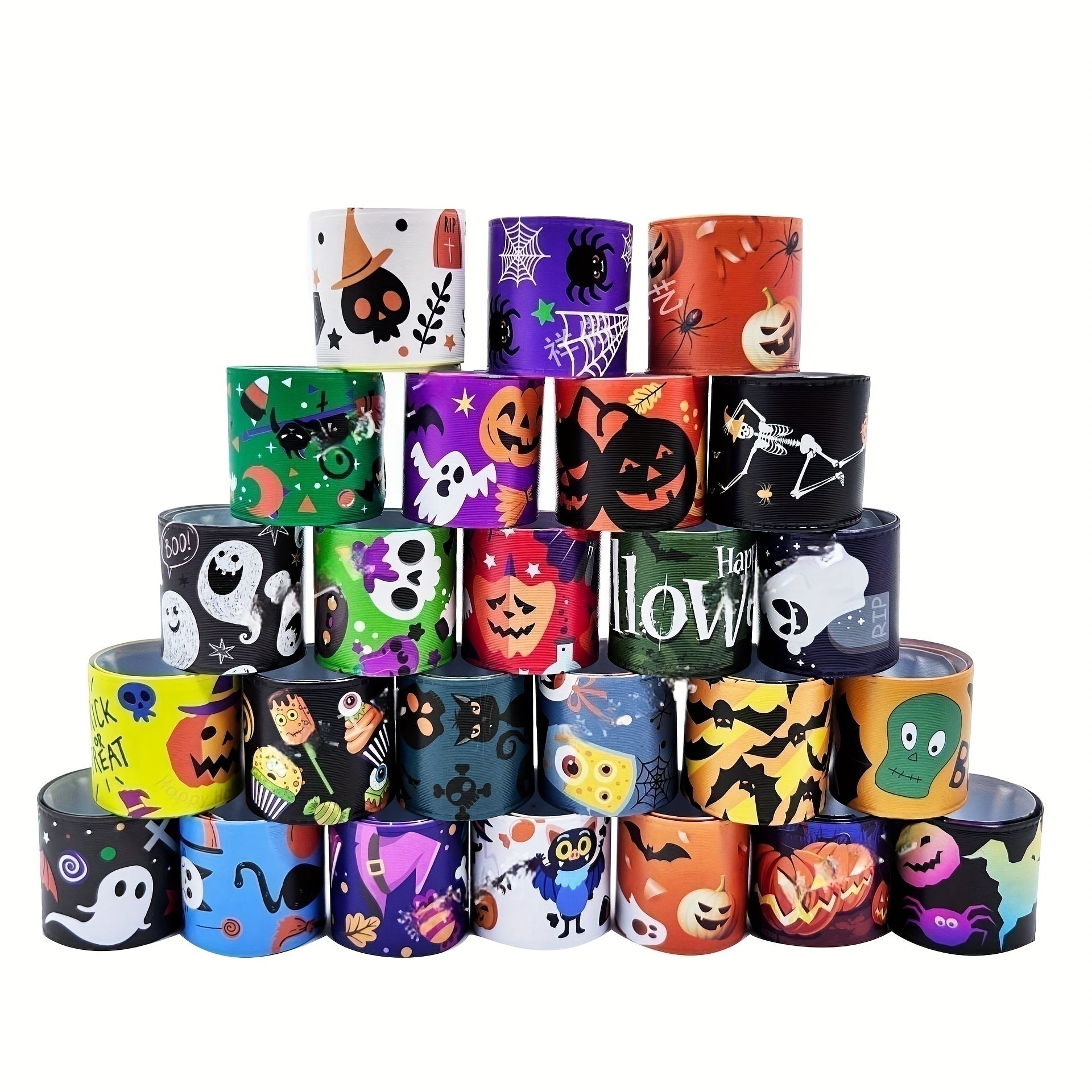 24PCS Halloween Slap Bracelets Spooky Party Wristbands Trick or Treat