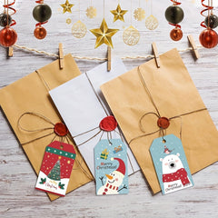 50pcs Merry Christmas Gift Label Hanging Paper Santa Claus DIY Card For Envelope