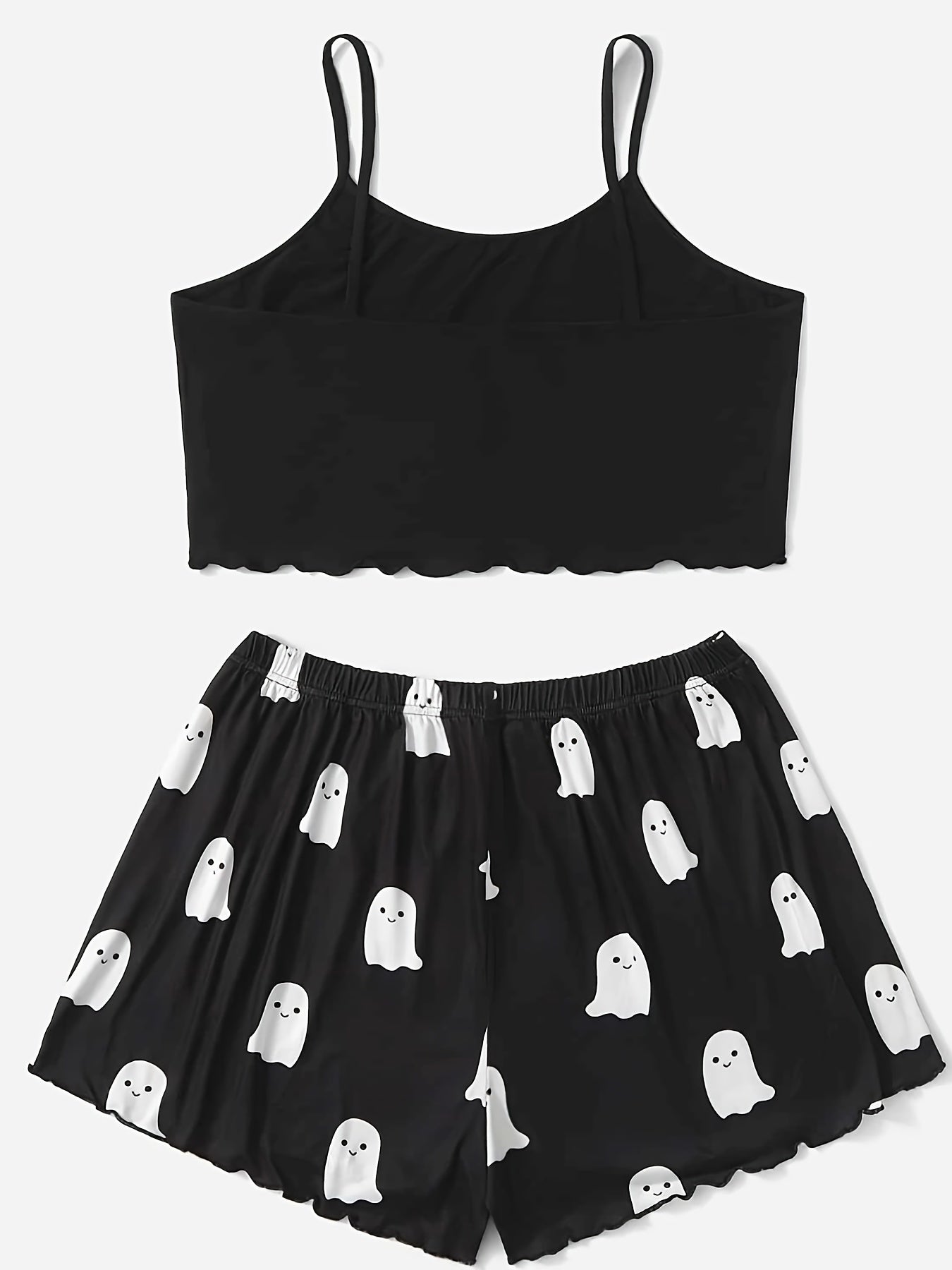 Ghost Print Pajama Set Crew Neck Cami Top & Shorts