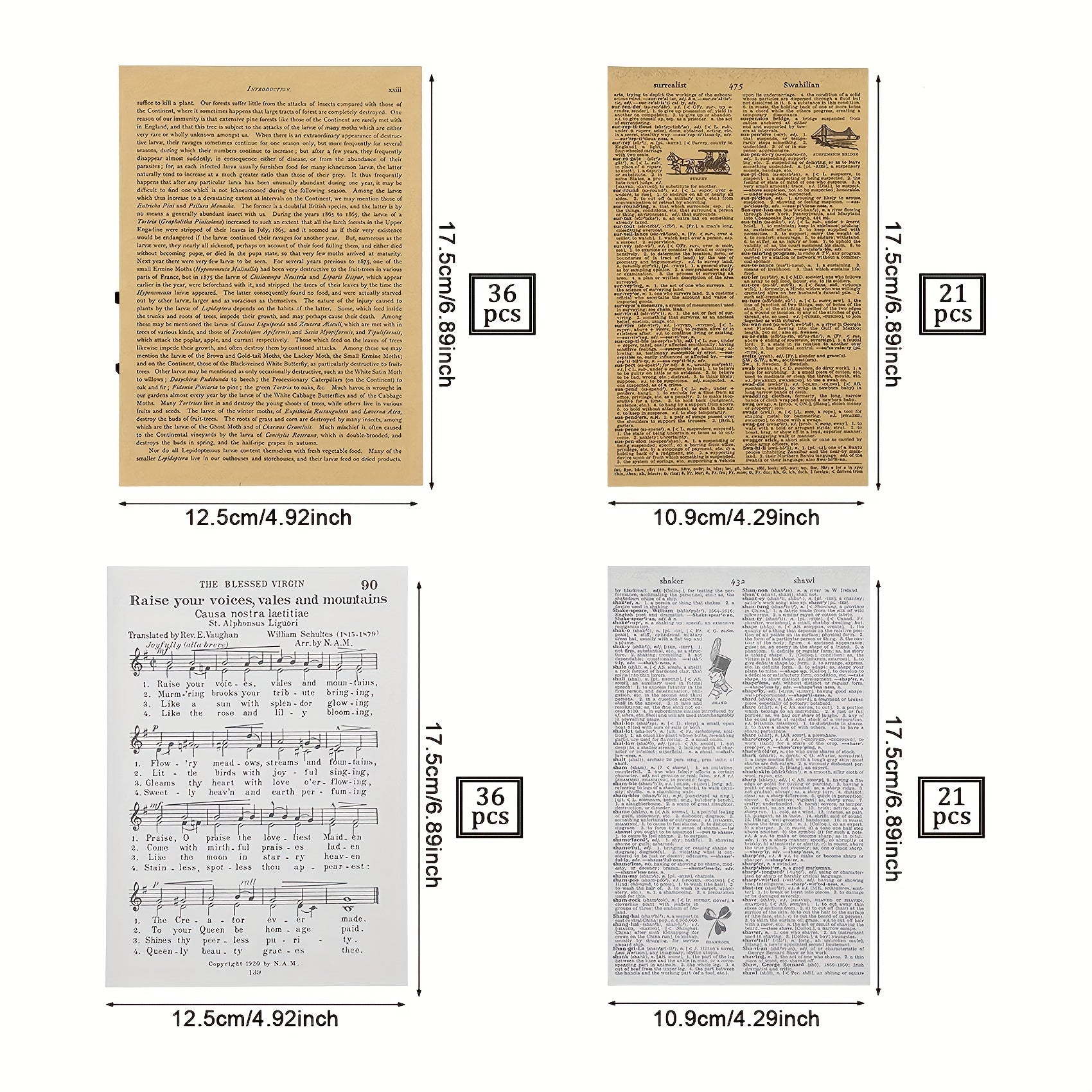Vintage Scrapbooking and Decoupage Paper Set - 57pcs