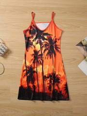 Sexy Cami Dress Women's Plus Painting Print Adjustable Strap