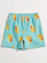 Men's Duck Graphic Swim Trunks Drawstring Swimwear