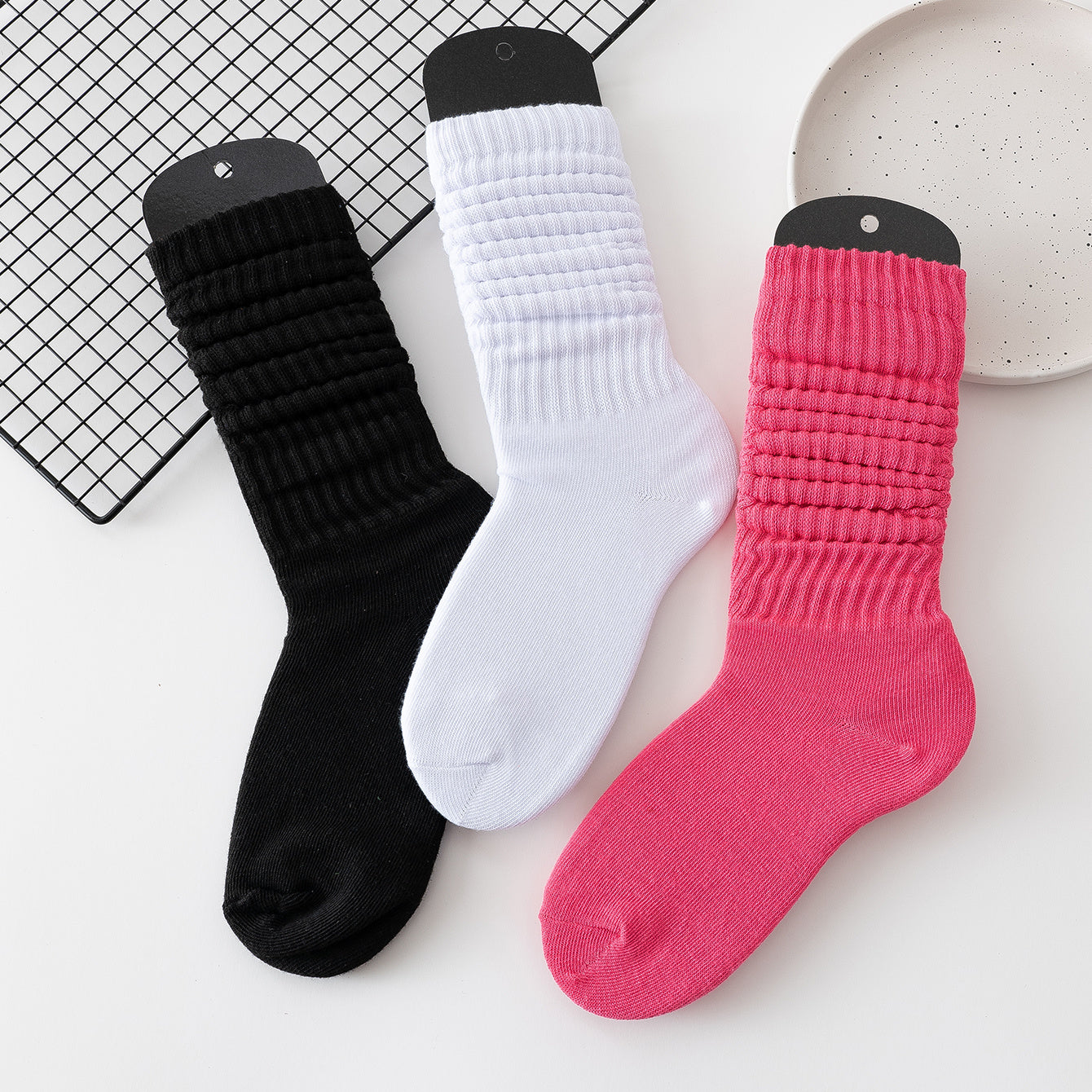 3 Pairs Slouch Crew Socks Cozy & Breathable All-match Street Socks