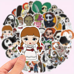 50 Vinyl Cartoon Horror Movie Characters Stickers for Laptops Water Bottles