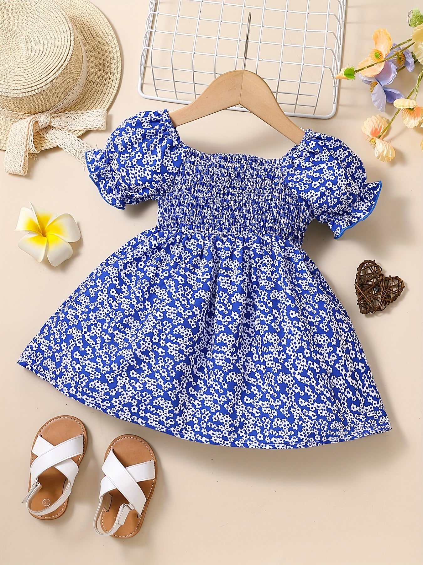 Baby Girls Floral Print Dress for Summer Fun