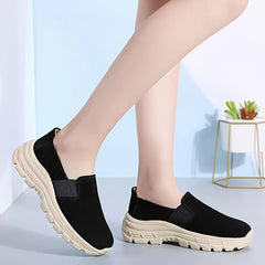 Women's Suede Thick Sole Slip on Loafers Casual Sports Shoes