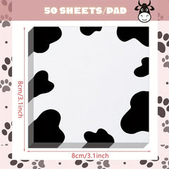 2 Packs Cow Print Sticky Note Pads Self-Adhesive Memo Pads for School