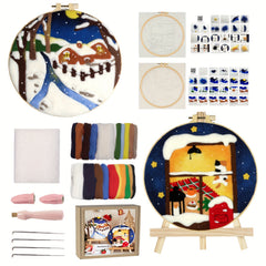 Needle Felting Kit with Wool, Needles, Finger Cot, Felt Cloth, Foam Table