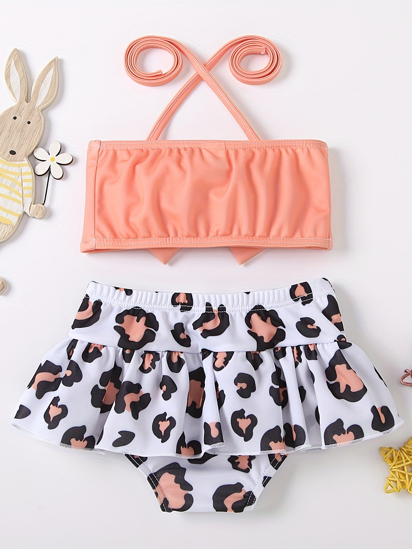 Girls Summer Lemon Tankini Swimsuit with Bow Toddler Swimwear Set